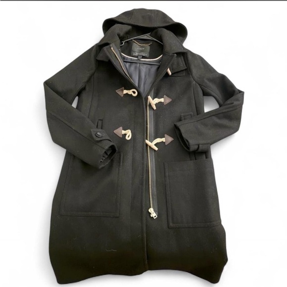 J. Crew Jackets & Blazers - J.Crew Melton Wool Black Duffle Toggle Coat Size 4